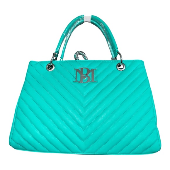 Badgley Mischka Diagonal Quilted Shoulder Bag Cobalt w/ Bridled Chain Strap NWT - Picture 2 of 11